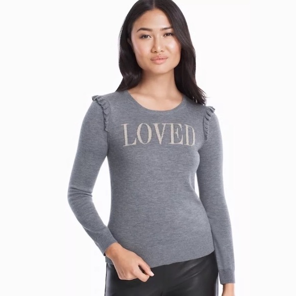 White House Black Market Sweaters - White House Black Market Crewneck "LOVED" Sweater